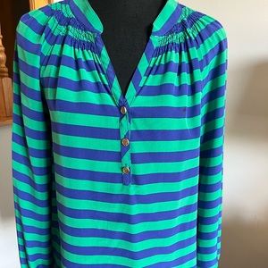 Lilly‎ Pulitzer Stripe Elsa Pull Over 💯 Silk Blouse.